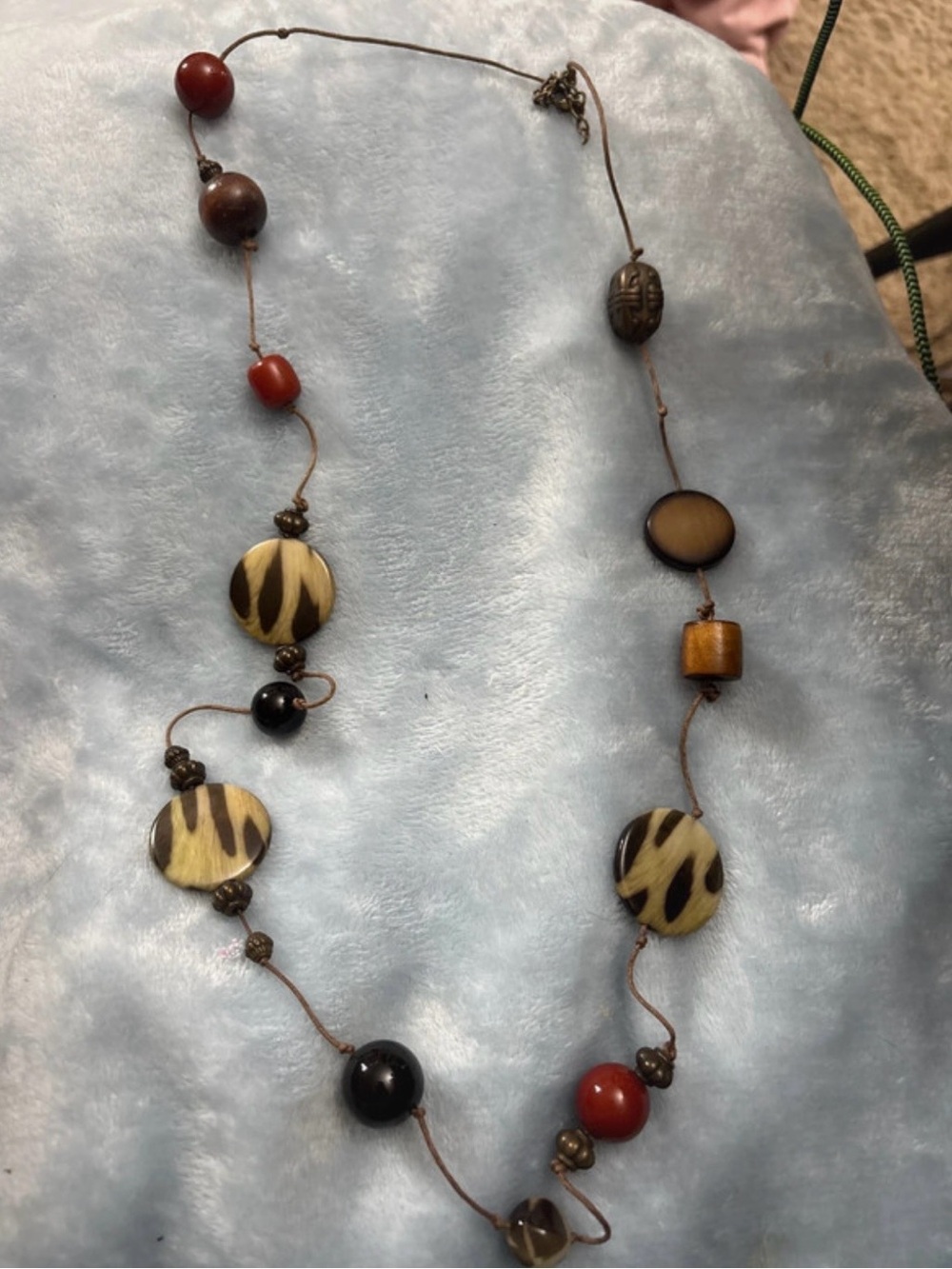 Handcrafted Multicolor Bead Necklace — Brown, Black & Red